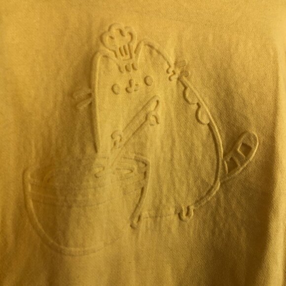 Pusheen Yellow Embossed Sweatshirt Sz Small Cooking Baking Foodie Cotton Poly - Picture 3 of 8